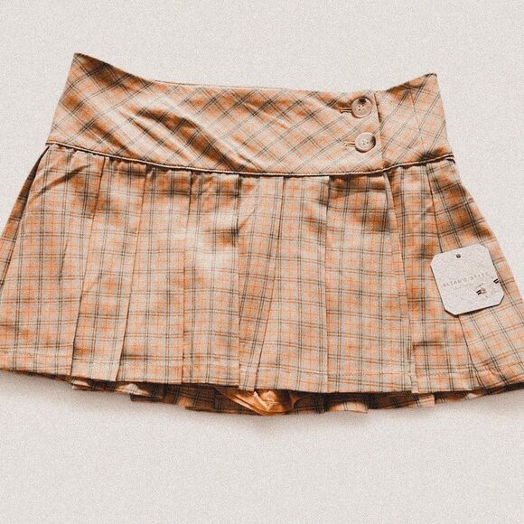 Altar’d State Yellow Plaid Pleated Mini Skort – Preppy Schoolgirl NWT (Sz S) - Picture 1 of 6